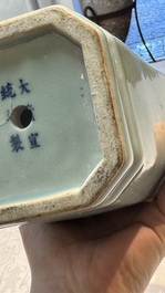 A pair of Chinese celadon-glazed octagonal vases, Xuantong mark and of the period