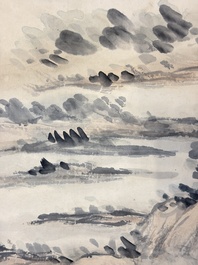 After Zhao Yunhe 趙雲壑 (1874-1955): 'Mountainous Landscape', ink and colour on paper, dated 1945