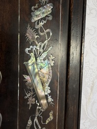 A Vietnamese mother-of-pearl-inlaid hardwood tray and a wooden plaque, 19th C.