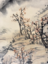 After Zhao Yunhe 趙雲壑 (1874-1955): 'Mountainous Landscape', ink and colour on paper, dated 1945