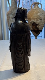 A large Chinese carved bamboo figure of Lu Xing, 19th C.