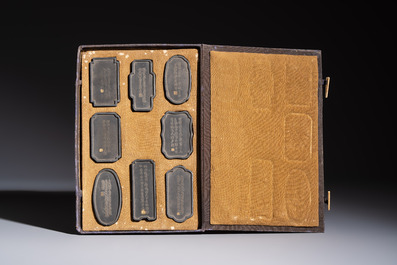 Four sets of Chinese ink cakes in their original boxes, Hu Kaiwen 胡開文 marks, 20th C.