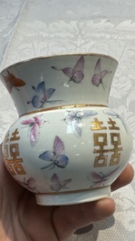 A Chinese famille rose 'Butterflies' spittoon, Tongzhi mark and of the period