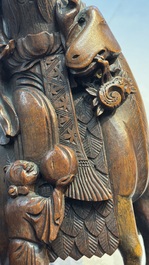 A large Chinese carved bamboo 'Shoulao' group, 19th C.