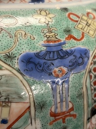 A pair of large Chinese famille verte 'Birthday Celebration of Guo Ziyi 郭子儀祝壽' baluster vases, Kangxi