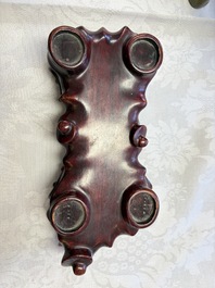 A Chinese teadust-glazed model of a horse on a wooden stand, Republic