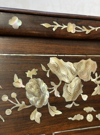 A Vietnamese mother-of-pearl-inlaid hardwood tray and a wooden plaque, 19th C.