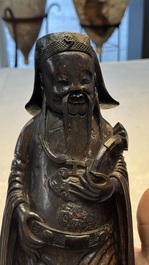 A large Chinese carved bamboo figure of Lu Xing, 19th C.