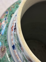 A pair of large Chinese famille verte 'Birthday Celebration of Guo Ziyi 郭子儀祝壽' baluster vases, Kangxi