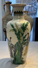 A Chinese famille verte 'Court Ladies' vase, 19th C.
