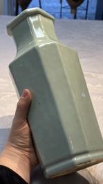 A pair of Chinese celadon-glazed octagonal vases, Xuantong mark and of the period