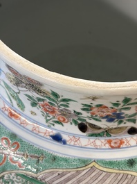 A pair of large Chinese famille verte 'Birthday Celebration of Guo Ziyi 郭子儀祝壽' baluster vases, Kangxi
