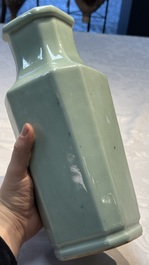 A pair of Chinese celadon-glazed octagonal vases, Xuantong mark and of the period
