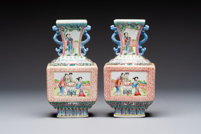 Four pairs of Chinese famille rose vases, 20th C.