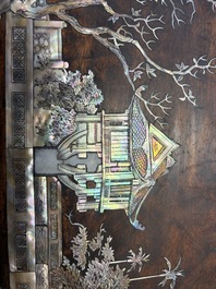 A Vietnamese mother-of-pearl-inlaid hardwood tray and a wooden plaque, 19th C.