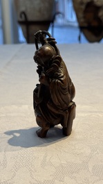 A small Chinese carved bamboo group of 'Liuhai', 19th C.