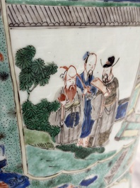 A pair of large Chinese famille verte 'Birthday Celebration of Guo Ziyi 郭子儀祝壽' baluster vases, Kangxi