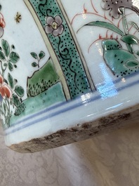 A pair of large Chinese famille verte 'Birthday Celebration of Guo Ziyi 郭子儀祝壽' baluster vases, Kangxi