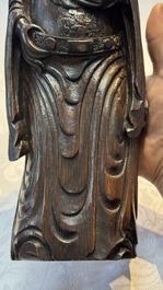 A large Chinese carved bamboo figure of Lu Xing, 19th C.