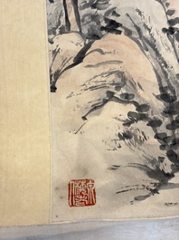 After Zhao Yunhe 趙雲壑 (1874-1955): 'Mountainous Landscape', ink and colour on paper, dated 1945