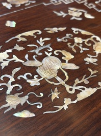 A Vietnamese mother-of-pearl-inlaid hardwood tray and a wooden plaque, 19th C.
