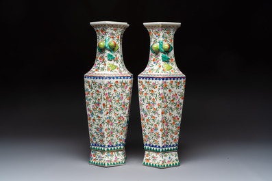 Four pairs of Chinese famille rose vases, 20th C.