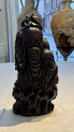 A large Chinese carved bamboo 'Hehe Erxian' group, 18th C.