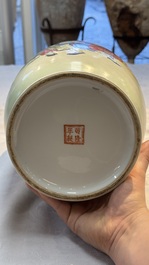 A Chinese polychrome 'Water Margin' 水滸傳 vase, Qianlong mark, Republic
