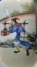 A Chinese polychrome 'Water Margin' 水滸傳 vase, Qianlong mark, Republic