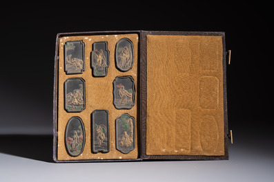 Four sets of Chinese ink cakes in their original boxes, Hu Kaiwen 胡開文 marks, 20th C.