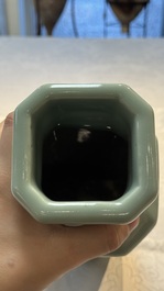 A pair of Chinese celadon-glazed octagonal vases, Xuantong mark and of the period