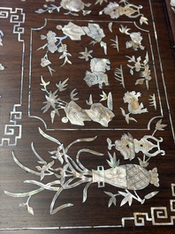 A Vietnamese mother-of-pearl-inlaid hardwood tray and a wooden plaque, 19th C.