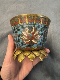 A fine Chinese cloisonn&eacute; 'Lotus Scroll' bowl, Ming