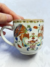 A Chinese famille rose 'Madame de Pompadour' cup and saucer, Qianlong, ca. 1745