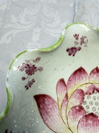 A rare pair of Chinese famille rose 'Lotus' plates, Qianlong