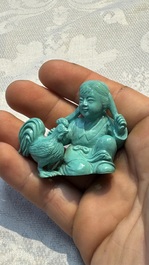 A complete set of 12 Chinese carved turquoise 'Children at Play with the Zodiac Animals' figures on wooden stands, Republic