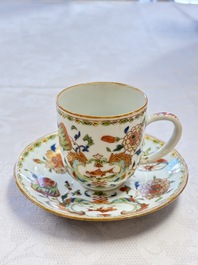 A Chinese famille rose 'Madame de Pompadour' cup and saucer, Qianlong, ca. 1745