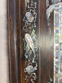 A Vietnamese mother-of-pearl-inlaid hardwood tray and a wooden plaque, 19th C.