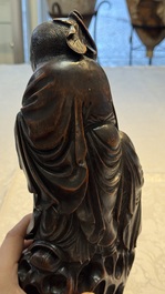 A large Chinese carved bamboo 'Hehe Erxian' group, 18th C.