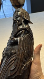 A large Chinese carved bamboo figure of Lu Xing, 19th C.
