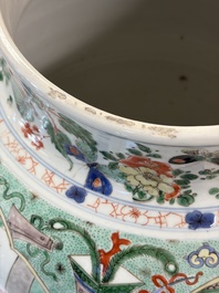 A pair of large Chinese famille verte 'Birthday Celebration of Guo Ziyi 郭子儀祝壽' baluster vases, Kangxi