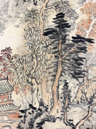 After Zhao Yunhe 趙雲壑 (1874-1955): 'Mountainous Landscape', ink and colour on paper, dated 1945
