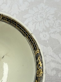 A rare Chinese famille rose erotic 'Milkmaid' cup and saucer, Qianlong, ca. 1740