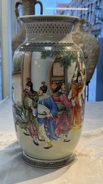 A Chinese polychrome 'Water Margin' 水滸傳 vase, Qianlong mark, Republic