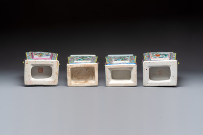 Four pairs of Chinese famille rose vases, 20th C.