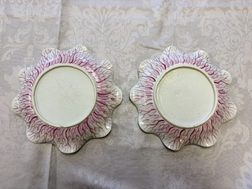 A rare pair of Chinese famille rose 'Lotus' plates, Qianlong