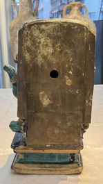 A Chinese fahua-glazed biscuit figure of Zhenwu, Ming