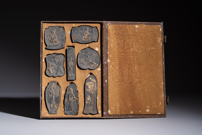 Four sets of Chinese ink cakes in their original boxes, Hu Kaiwen 胡開文 marks, 20th C.