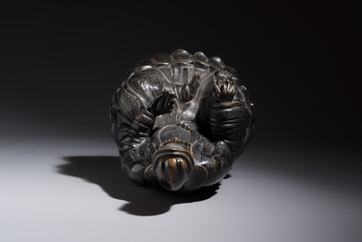 A Chinese bronze Bodhisattva seated on a lotus throne, 20th C.