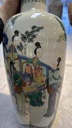 A Chinese famille verte 'Court Ladies' vase, 19th C.
